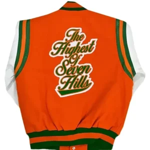 FAMU Varsity Jacket Orange And White Back Look