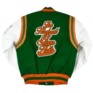 FAMU Varsity Jacket Green And White Back Look