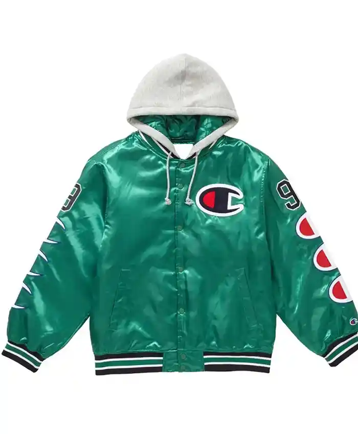 Shop Varsity Supreme Champion Satin Jacket with Hood - Vanquishe