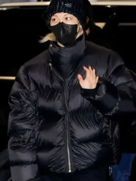 Felix Golden Disc Awards Departure Black Puffer Jacket Front Look