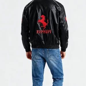 Ferrari F1 Vintage Leather Black Jacket
