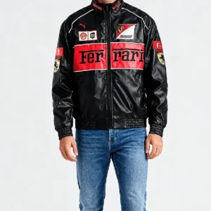 Ferrari F1 Vintage Leather Black Jacket