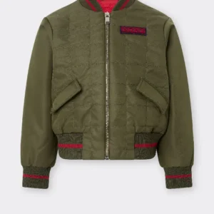 Ferrari Olive Green Technical Bomber Jacket