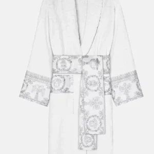 Ford Jast White And Silver Versace Bathrobe Front Look