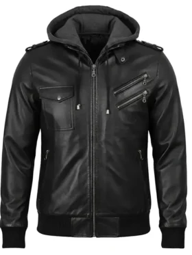 Free Venezuela Black Leather Jacket Front Look