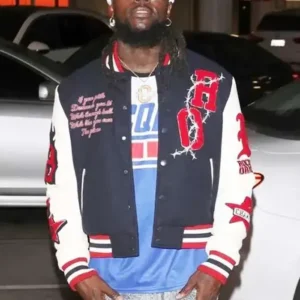 French Opening OFB Yung Varsity Jacket Front Look