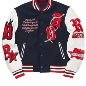 French Opening OFB Yung Varsity Jacket Front Look