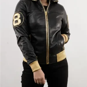Handmade 8 Ball David Puddy Black and Golden Jacket