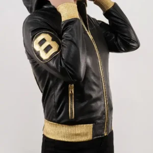 Handmade 8 Ball David Puddy Black and Golden Jacket