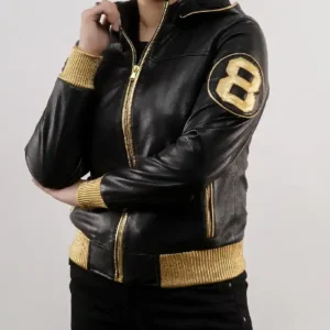 Handmade 8 Ball David Puddy Black and Golden Jacket