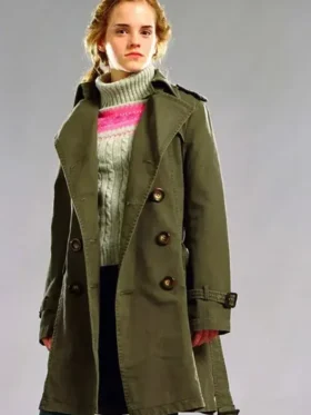 Harry Potter Emma Watson Green Trench Coat Front look