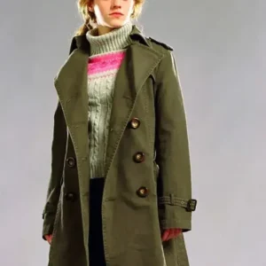 Harry Potter Emma Watson Green Trench Coat Front look