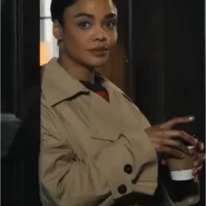 His and Hers Tessa Thompson Beige Coat