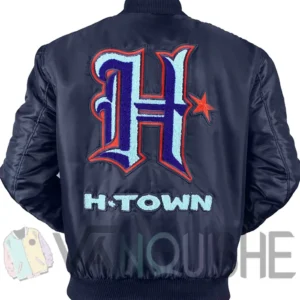 Houston Texans H-Town Navy Satin Jacket Back