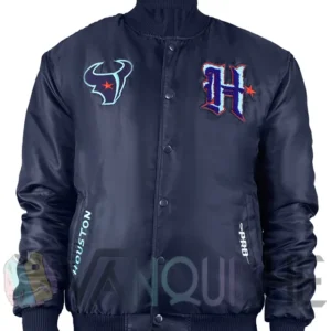 Houston Texans H-Town Navy Satin Jacket Front