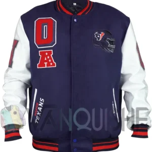 Houston Texans Mashup Classic Rib Navy and White Jacket Front
