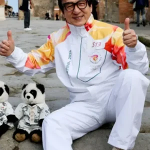 Jackie Chan 2026 Winter Olympics Flame Jacket Front Look