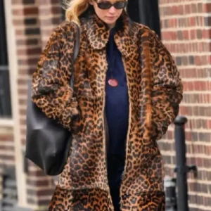 Jennifer Lawrence NYC Leopard Print Fur Coat