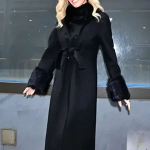 Jenny McCarthy Black Wool Coat for Women