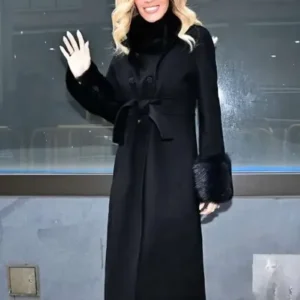 Jenny McCarthy Black Wool Coat for Women