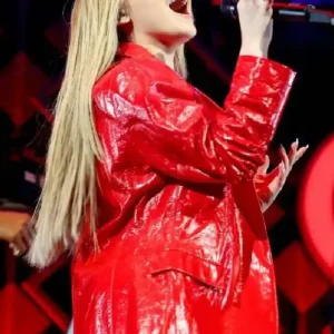 Jingle Ball Sabrina Carpenter Red Leather Blazer