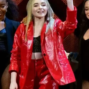 Jingle Ball Sabrina Carpenter Red Leather Blazer