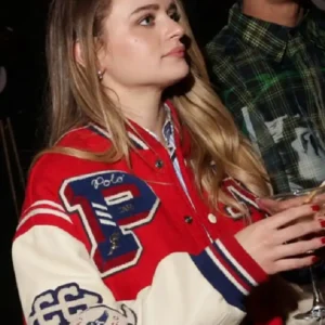 Joey King Fashion Week Red Varsity Jacket
