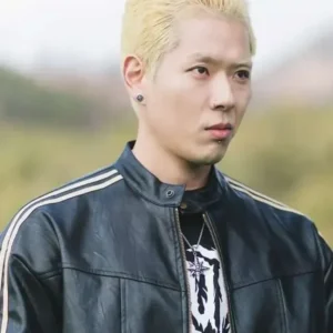 Joo Yeon-woo Study Group Black Leather Jacket