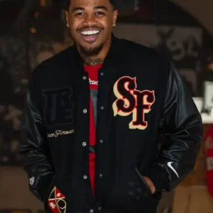 Kendrick Bourne 49ers Varsity Jacket Front look
