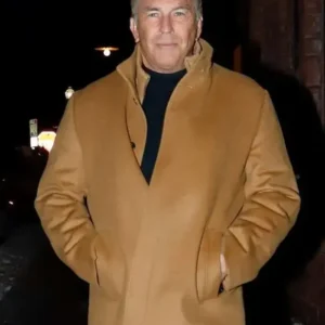 Kevin Costner Brown Wool Coat Front Look