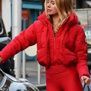 Kimberley Garner Red Puffer Jacket