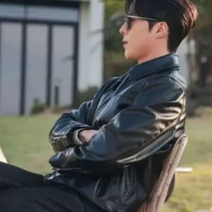 Kong Ji-hyeok Dynamite Kiss Black Leather Jacket