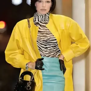 LA Julia Fox Yellow Leather Jacket