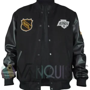 LA Kings Black Out Team Logo Varsity Jacket Front look