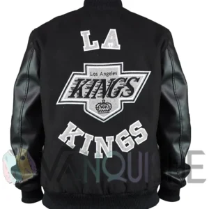 LA Kings Black Out Team Logo Varsity Jacket Back look