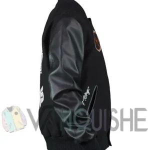 LA Kings Black Out Team Logo Varsity Jacket Side Look
