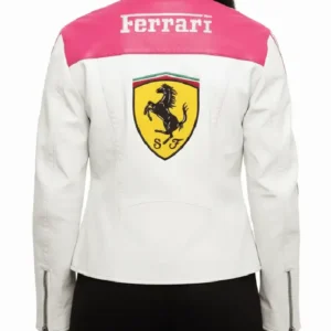Ladies Ferrari Pink Leather Racing Jacket