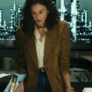 Landman Demi Moore Brown Suede Blazer Front Look