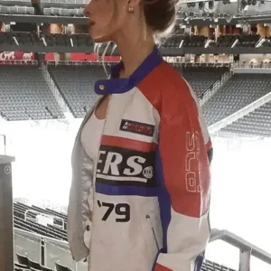 Lauren Kyle Oilers Racing Leather Jacket Front look