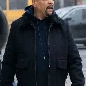 Law and Order SVU S27 Odafin Tutuola Fur Bomber Jacket Front Look