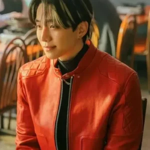 Lee Jun-ho Typhoon Family Red Leather Jacket