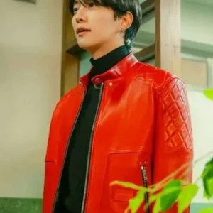 Lee Jun-ho Typhoon Family Red Leather Jacket