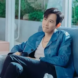 Lee Jung-jae Nice to Not Meet You Blue Leather Jacket Front Look