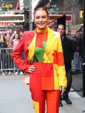Lindsay Lohan Falling for Christmas Multi Color Blazer Coat