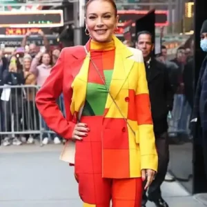 Lindsay Lohan Falling for Christmas Multi Color Blazer Coat
