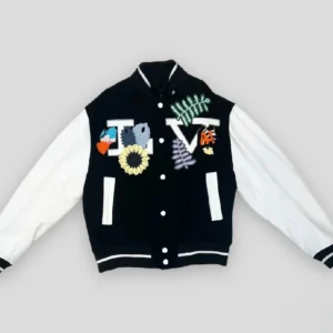 Louis Vuitton Crochet Flowers Black Varsity Jacket