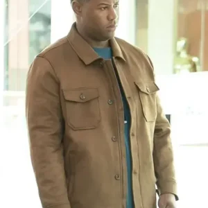 Luke Tennie Abbott Elementary S05 Brown Leather Jacket Front