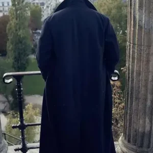 Lupin S01 Assane Black Long Coat Back look