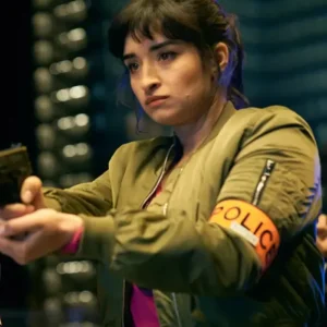 Lupin S03 Sofia Belkacem Green Jacket Front Look