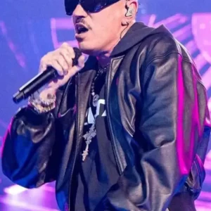 Marracash Rome Concert Black Leather Jacket